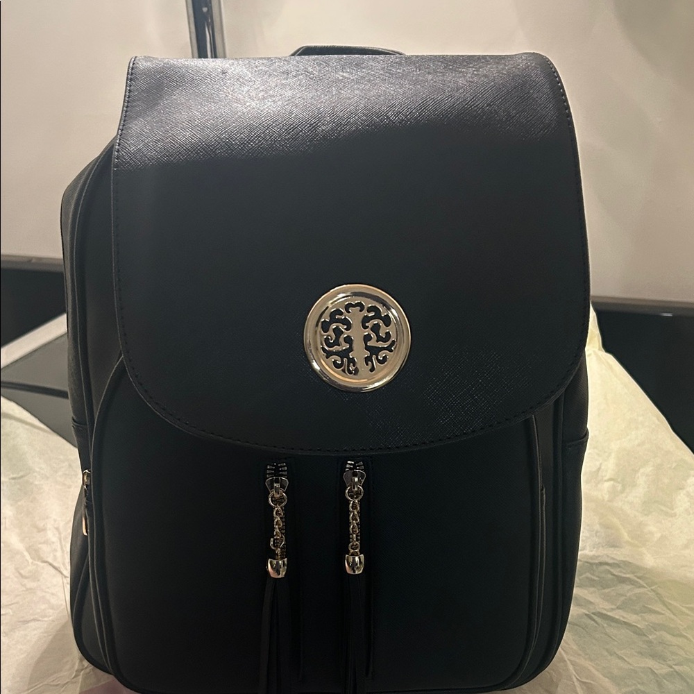 STUFF THE TURKEY POSH SHOW-Elegant Black Backpack with Gold Accents
